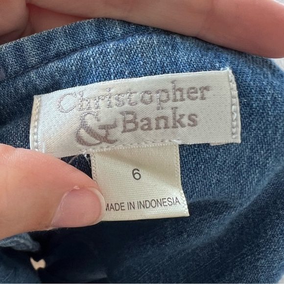 VNTG Y2K Christopher & Banks Denim Jumper Mini Shift Dress - Picture 7 of 9